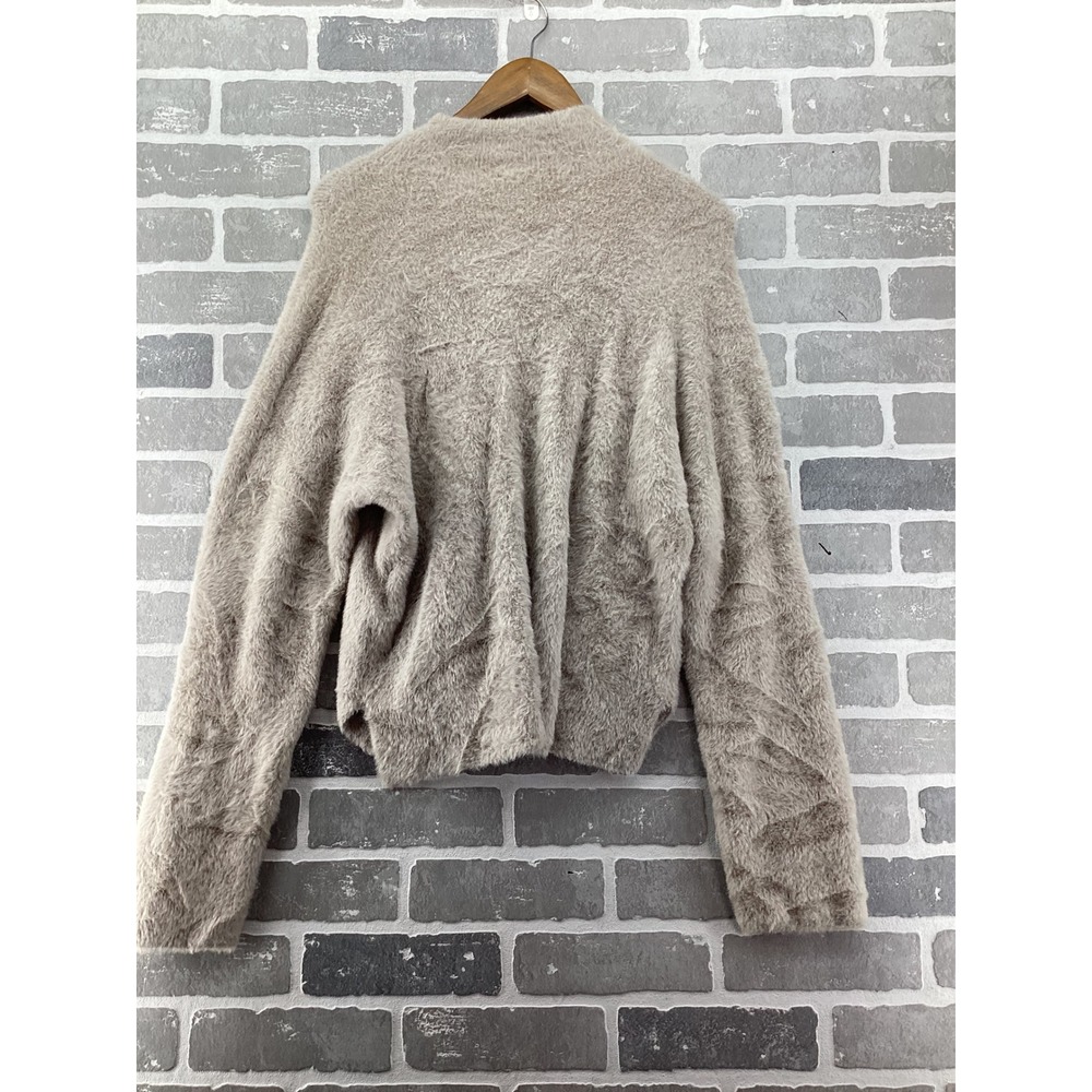 Abercrombie & Fitch Soft AF Eyelash Knit Mock Neck Sweater Taupe Beige Large - Picture 6 of 6